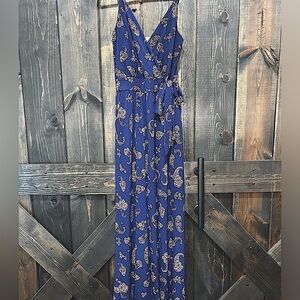 Kaileigh Blue Paisley Wrap Jumpsuit